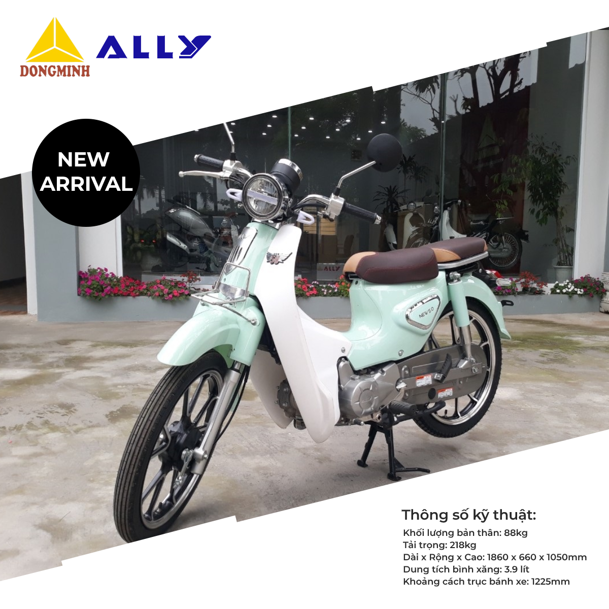 Xe máy 50cc ALLY New 50 với phần đầu xe được thiết kế thay đổi mới hoàn toàn