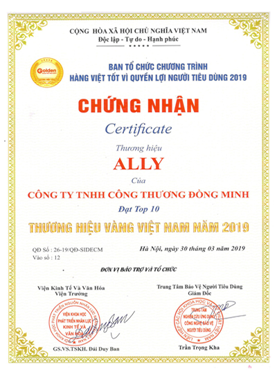 Công ty TNHH Công thương Đồng Minh vinh dự nhận giải thưởng "Top 10 thương hiệu vàng năm 2019"